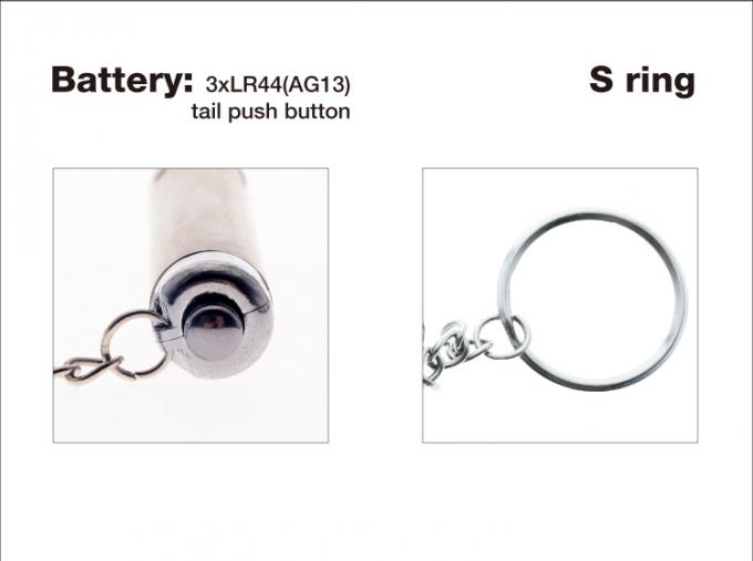 σωλήνων μορφής ανοξείδωτο οδηγημένο keychain δαχτυλίδι φως κουμπιών ώθησης ουρών UV φωτός 3xLR44 stell ασημένιο (AG13) s για το ασφάλιστρο προώθησης δώρων έτσι